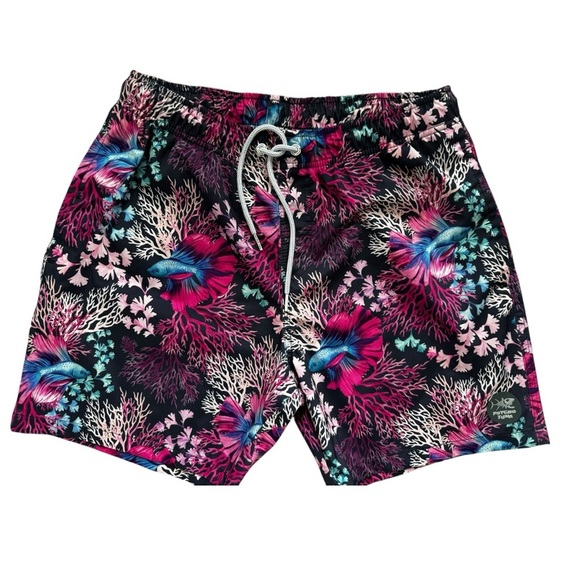 Psycho Tuna Other - Psycho Tuna Tropical Swim Trunks – Men’s L – Coral Fish Print 🐠🌺